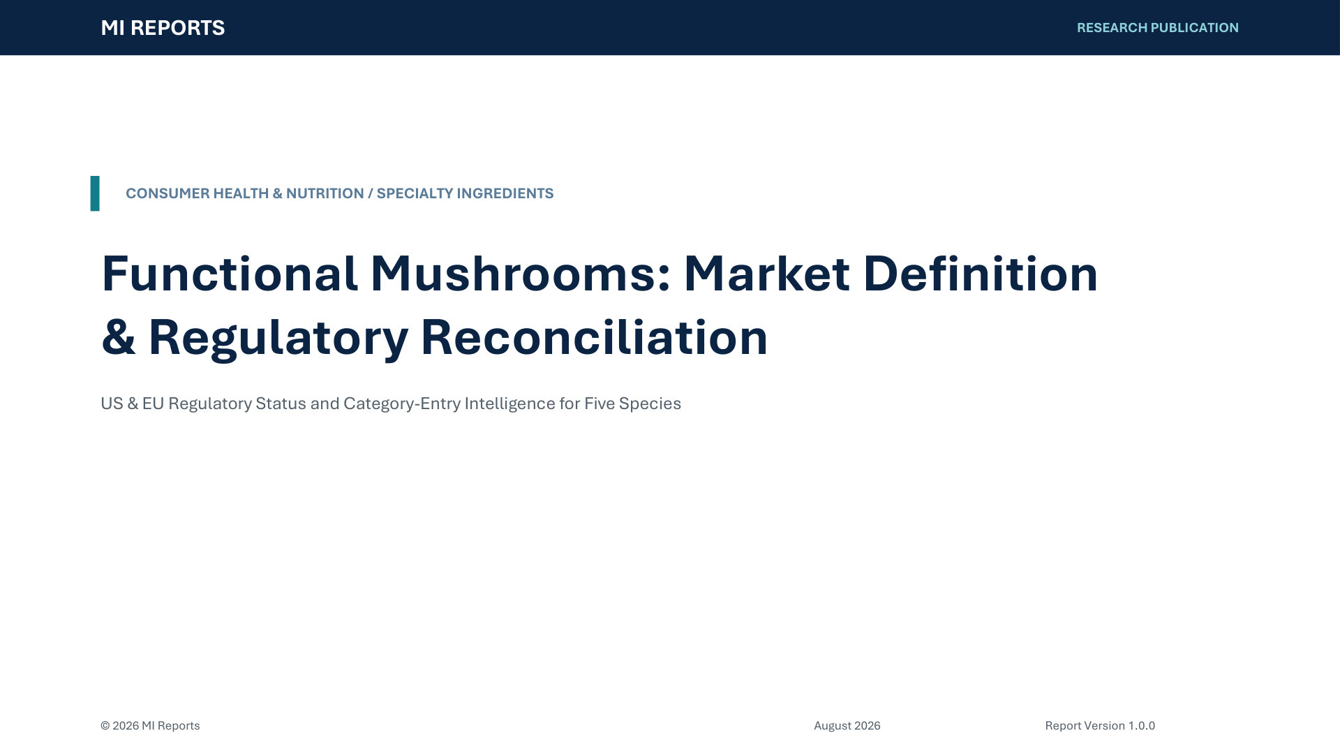 Functional Mushrooms: Market Definition & Regulatory Reconciliation — cover page