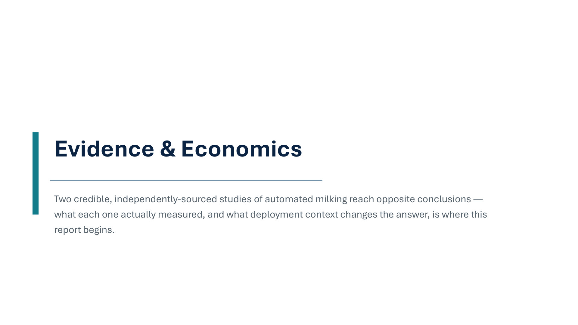 Precision Dairy Adoption Economics — report structure