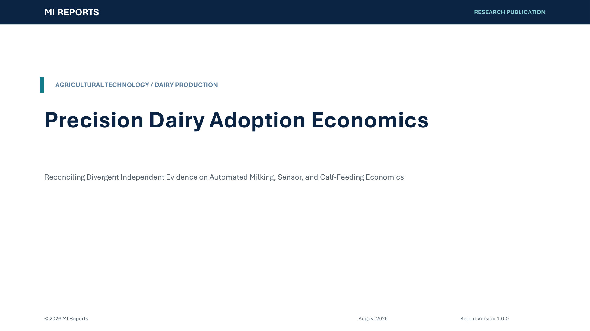 Precision Dairy Adoption Economics — cover page
